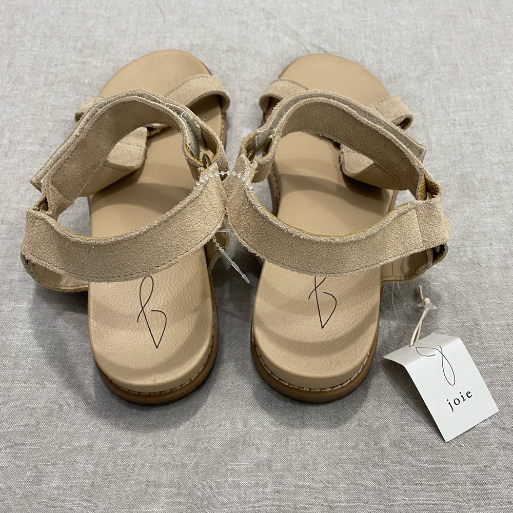 Joie, Women's Leather Flat Sandals,Crisscross Straps and Buckle,Size 9.5 Tan - Picture 4 of 9